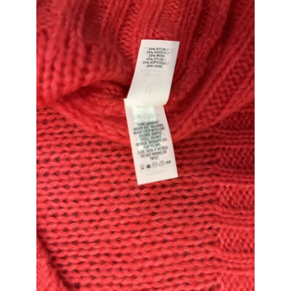 Aerie women Happy Place Cable Knit Sweater sz XS Salmon Pink Oversize Wool Blend - Picture 7 of 7